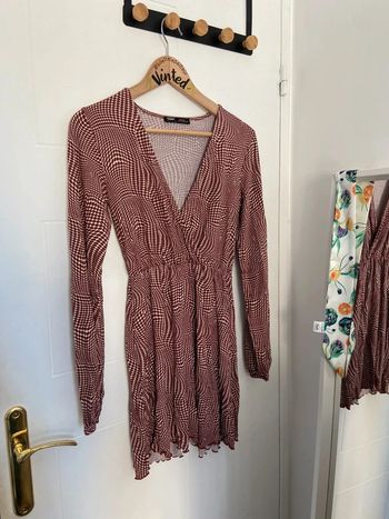 Robe manches longues style années 80 à pois Pull and Bear Taille S