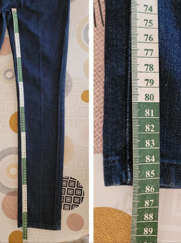 Corleone  Couture Jean TFr38-Coupe Ajustée & Mid Rise-Bleu Denim Brut aux Reflets dorés en TBE - photo numéro 8