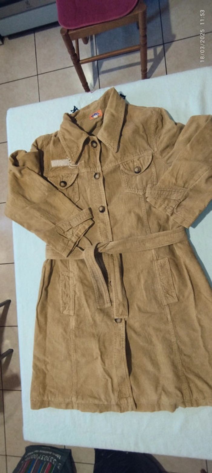 Manteau mi-longue femme cannelé - photo numéro 2