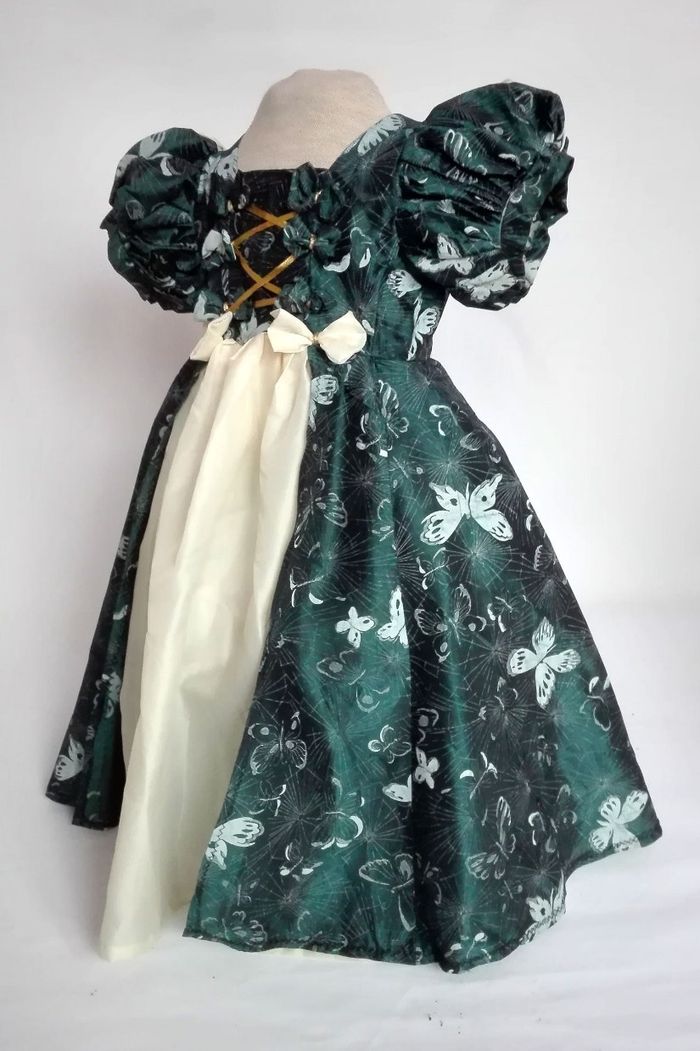 Robe de princesse déguisement vert beige carnaval 3-4 ans cadeau - photo numéro 5