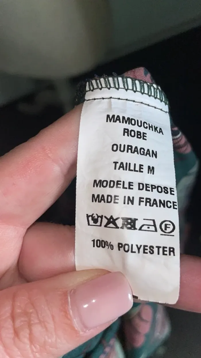Robe portefeuille longue Mamouchka Paris "Ouragan" taille M - Motif feuilles exotiques rose & vert - photo numéro 5