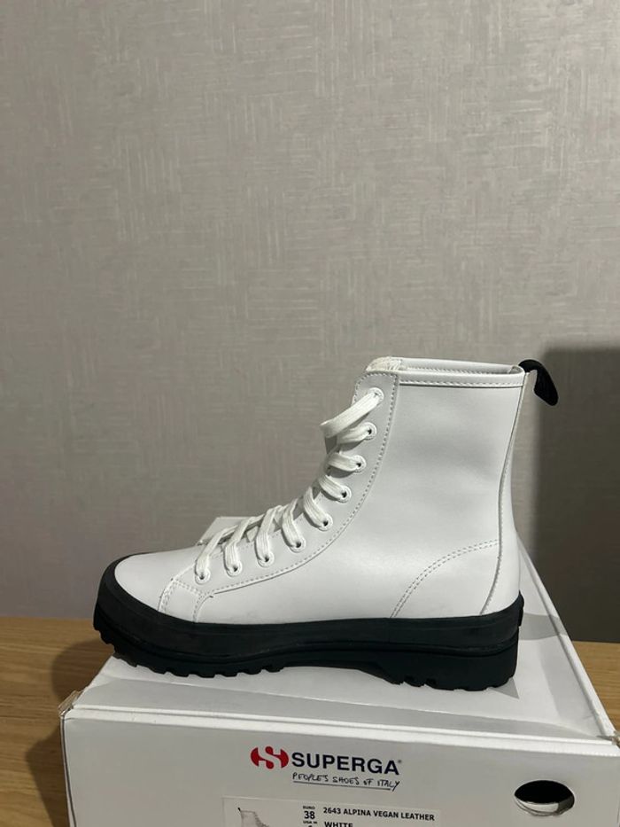 Bottines blanches Superga 2643 Alpina Vegan 🌱 leather 38 - photo numéro 4