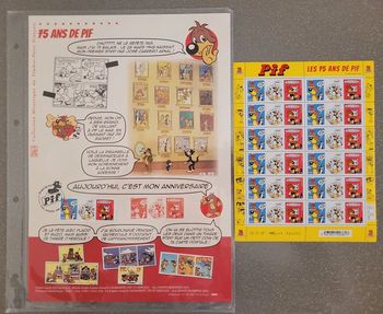 Document philatélique + feuillet complet (x 12) non oblitérés de PIF le chien. Neuf