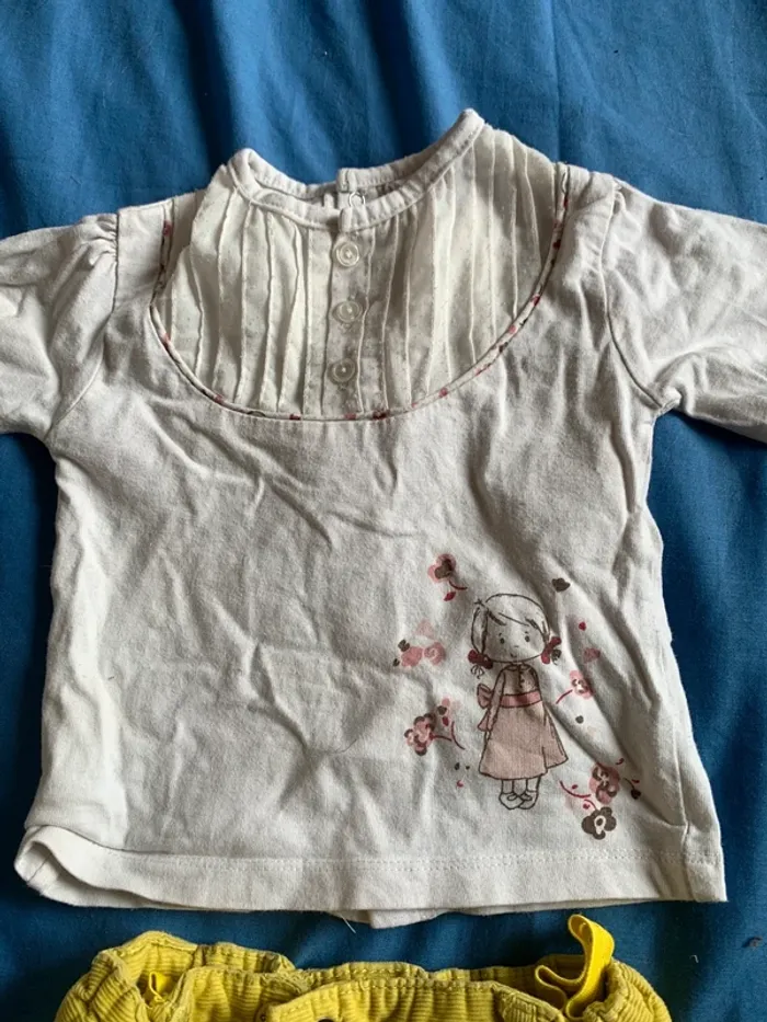 🌼 Ensemble 3 pièces bébé – 12 mois – short velours & boléro jaune 🌼 - photo numéro 4