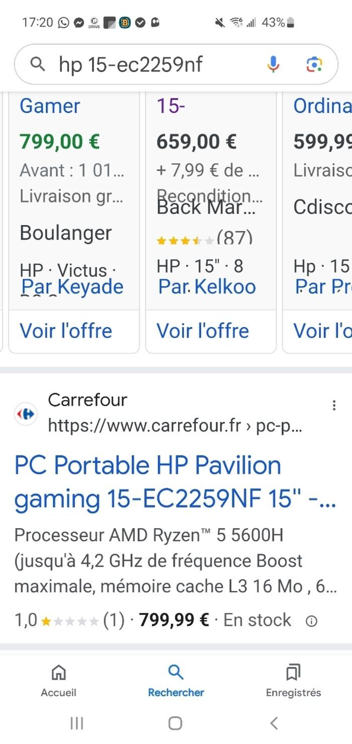 Ordinateur PC Portable HP Pavillon GAMING 15-ec2259nf RYZEN 5 5600H 8GO de RAM 256go ssd FHD 15,6"... - photo numéro 3