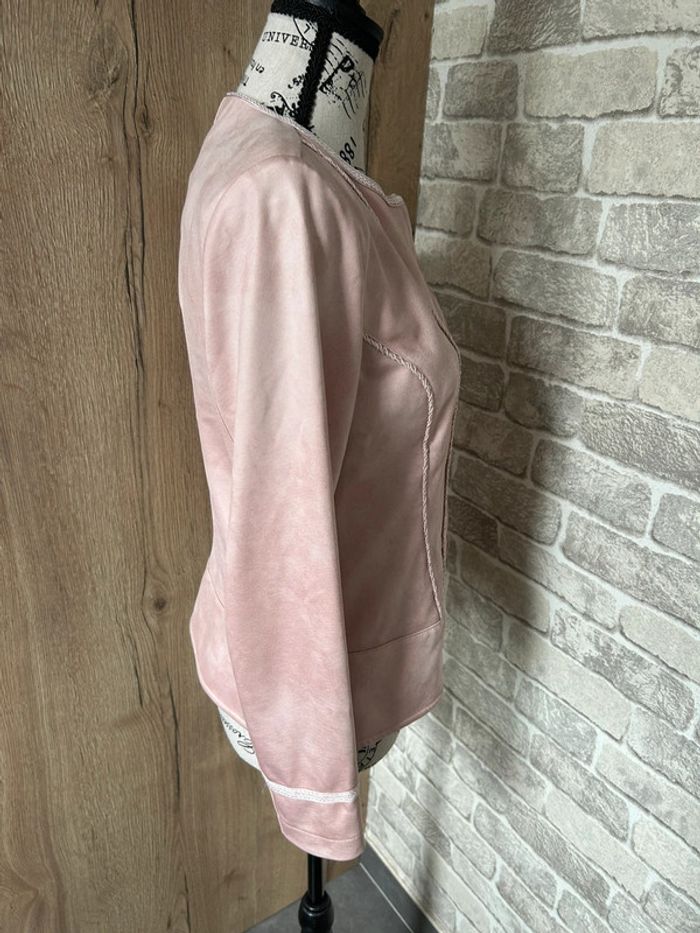 Veste cintrée vintage satinée rose poudré taille 38 - photo numéro 4