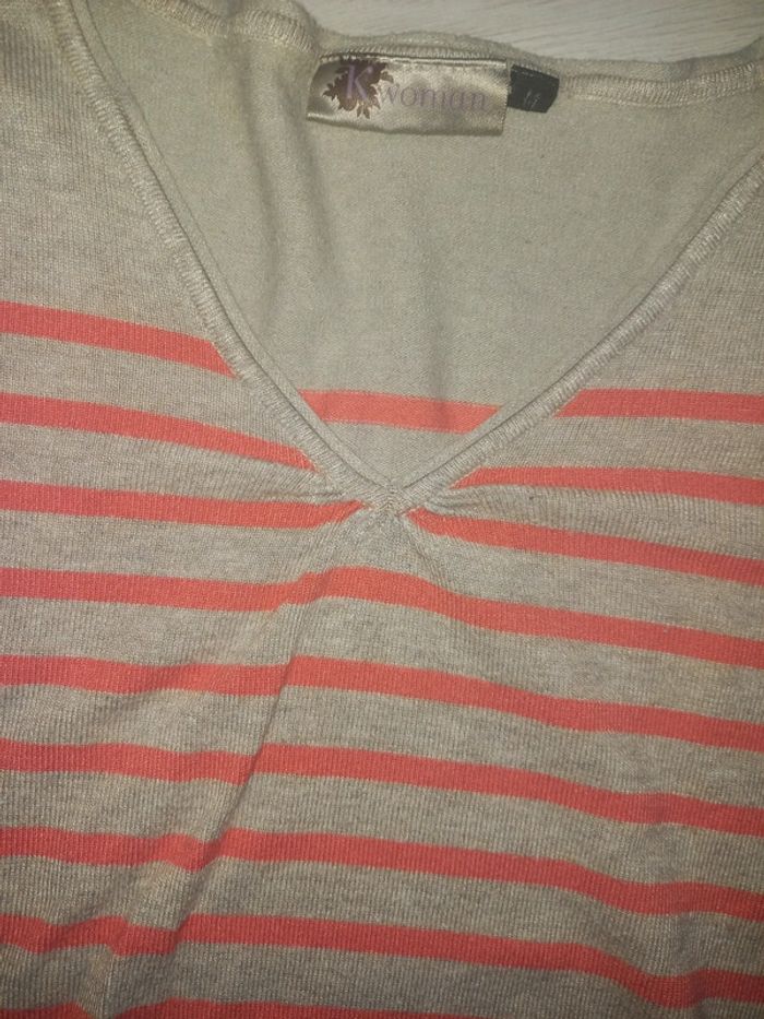 Pull rayé beige - photo numéro 2