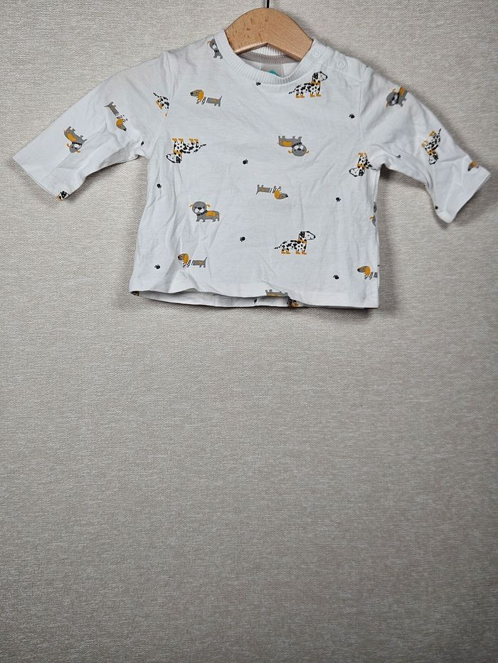 T-shirt manche longue motif chien tex 3 mois