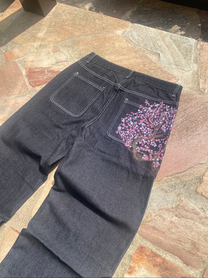 Jean Noir Ample Y2K Vintage Fleurs Roses de cerisiers Taille M et L dispo ! - photo numéro 5