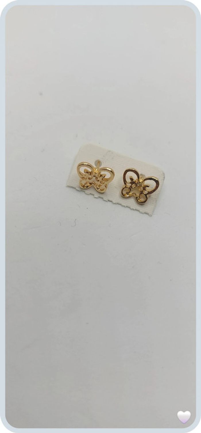 belle paire de boucles d oreilles en acier dorée papillon