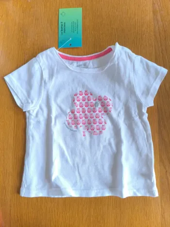 318494 Tee-shirt Mc blanc fille 12 mois obaibi