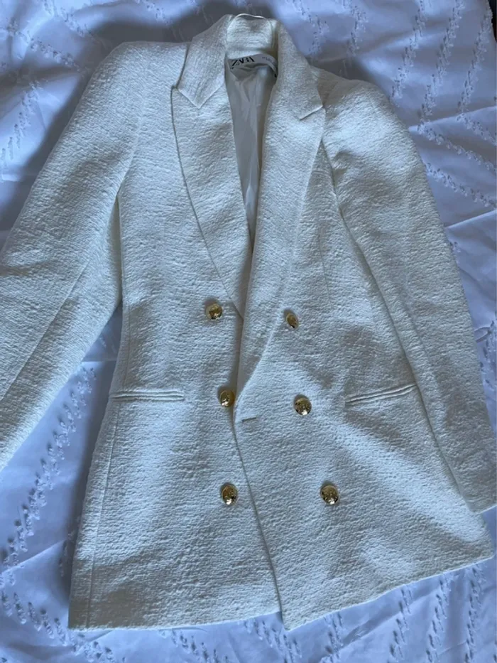 Veste blazer Zara tweed croisé taille S - photo numéro 4