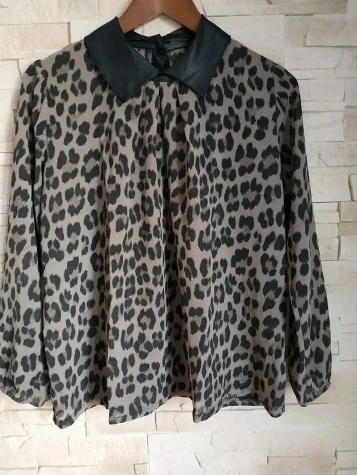 Blouse légère femme 36/38 col noir léopard comme neuve - photo numéro 11