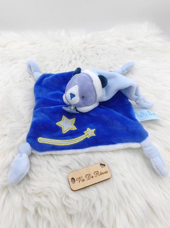 Doudou Ours Plat Bleu Comète Etoile Baby Nat’ BN0393