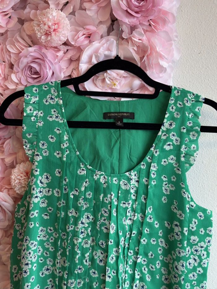Robe d’été Banana Republic, fluide verte à motifs fleuris taille 36 - photo numéro 4