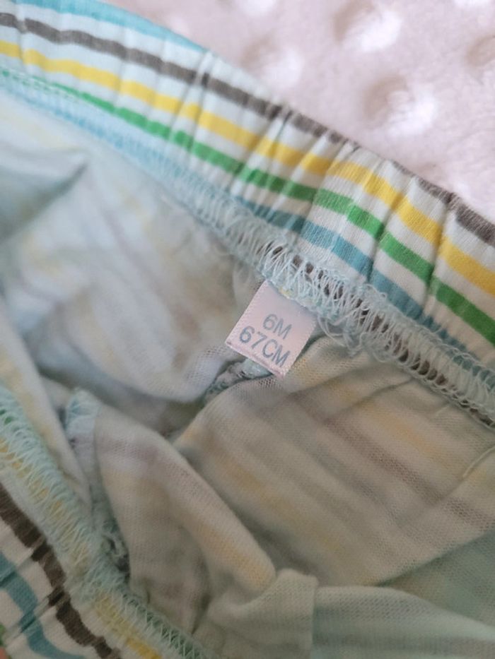 Lot de 3 shorts mixtes – 6 mois – Rayé, kaki & gris - photo numéro 4