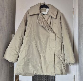 Manteau Zara beige loose/oversize col largefermeture asymétrique  XS/S 34/36  neuf étiquette