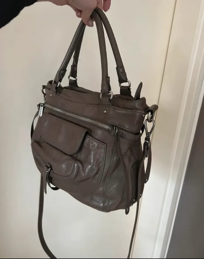 Lancaster sac bandoulière cuir gris femme soft, vintage Nova - photo numéro 6