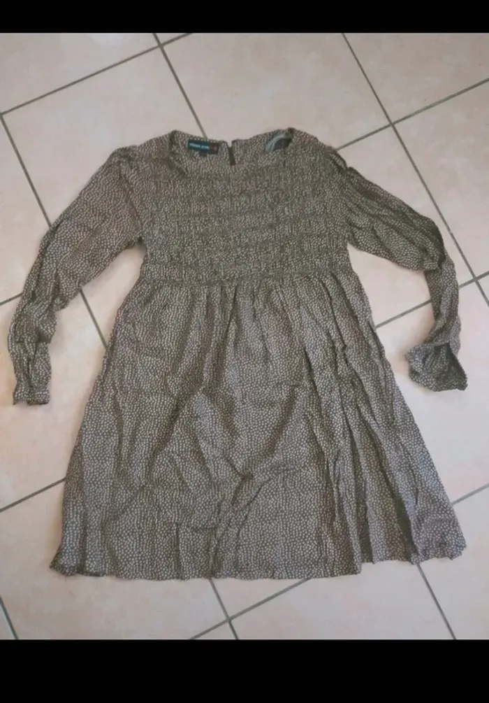 Robe blouse marron à poid beige taille xs - photo numéro 5