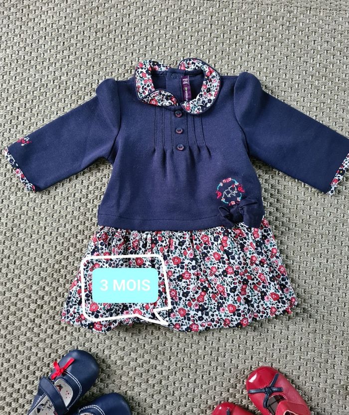 Robe col à fleurs - 3 mois
