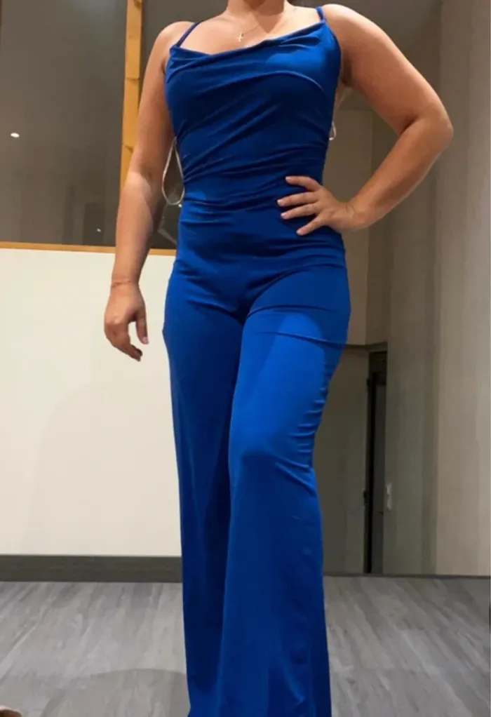 Combinaison bleu sexy dos nu Reyon