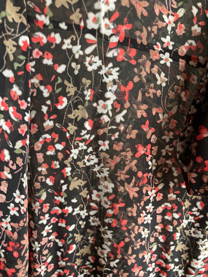 Superbe robe Vintage années 80 entièrement doublée manches longues petites fleurs et noeud au col - photo numéro 5