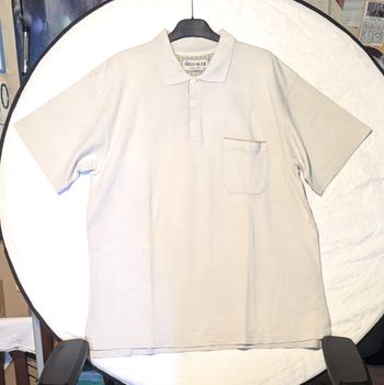 Polo Megaldi Collection Beige Couleur Unie Petite Poche Vêtement Tendance Mode Hommes