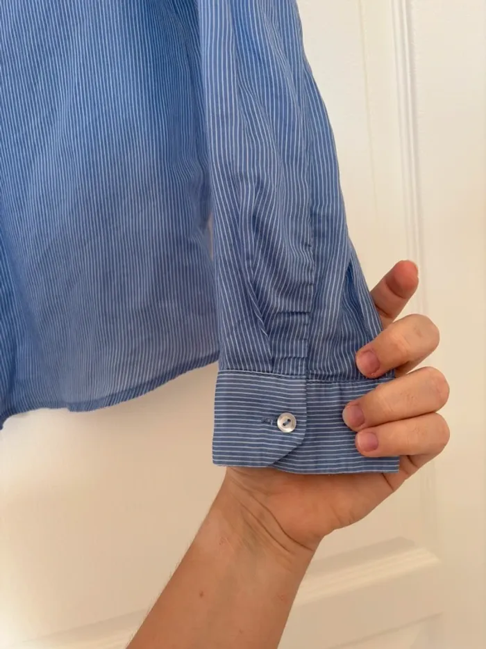 Chemise bleue à rayures fines Mango Suit taille XS - photo numéro 6
