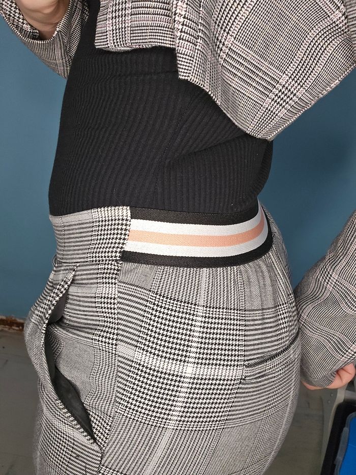 Ensemble veste et pantalon à rayures Tartan gris clair comme neuf - photo numéro 6
