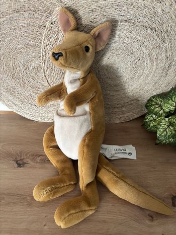 Vintage peluche marionnette kangourou marron beige ikea
