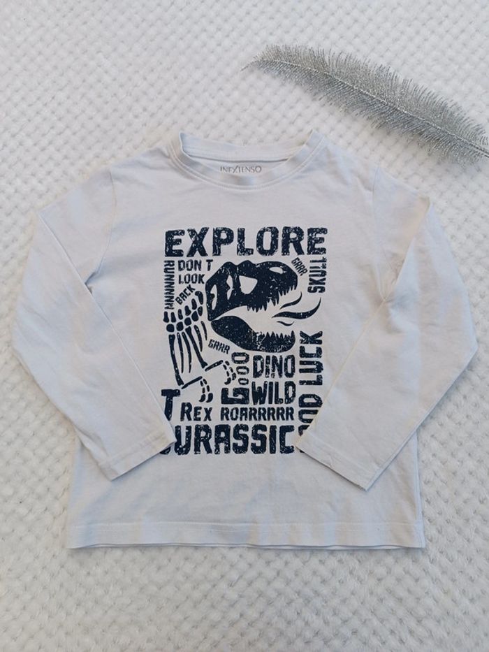 🔸T-shirt Blanc Dinosaure Jurassic - In Extenso 4 ans🔸