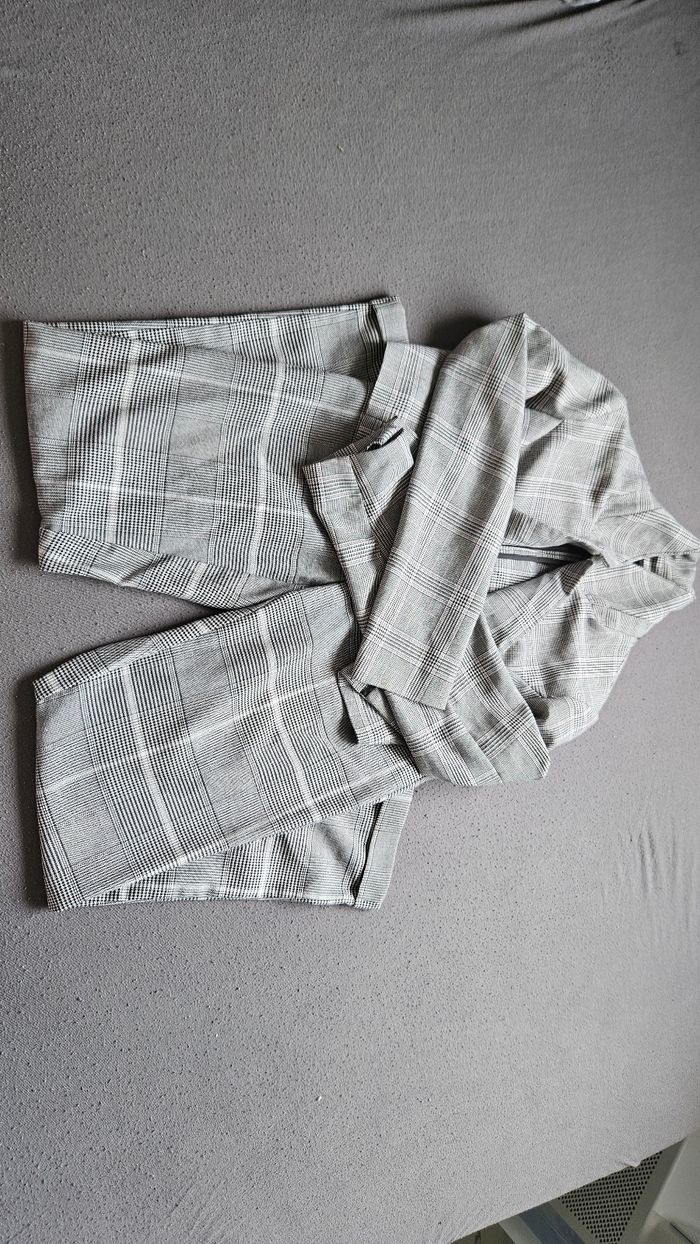 Ensemble veste et pantalon à rayures Tartan gris clair comme neuf - photo numéro 7