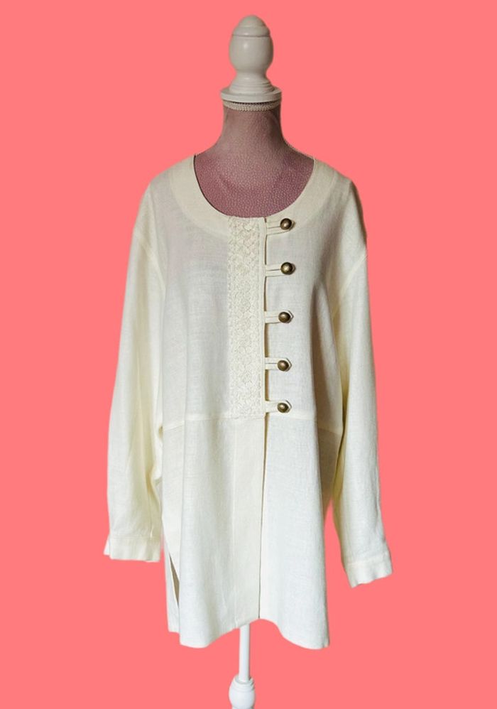 🌾Tunique en lin artisanale cottagecore bohème chic M&G taille 40 Austrian Trachten Linen tunic🌾 - photo numéro 3