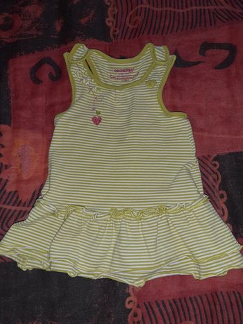 Jolie petite robe verte à rayures 6mois