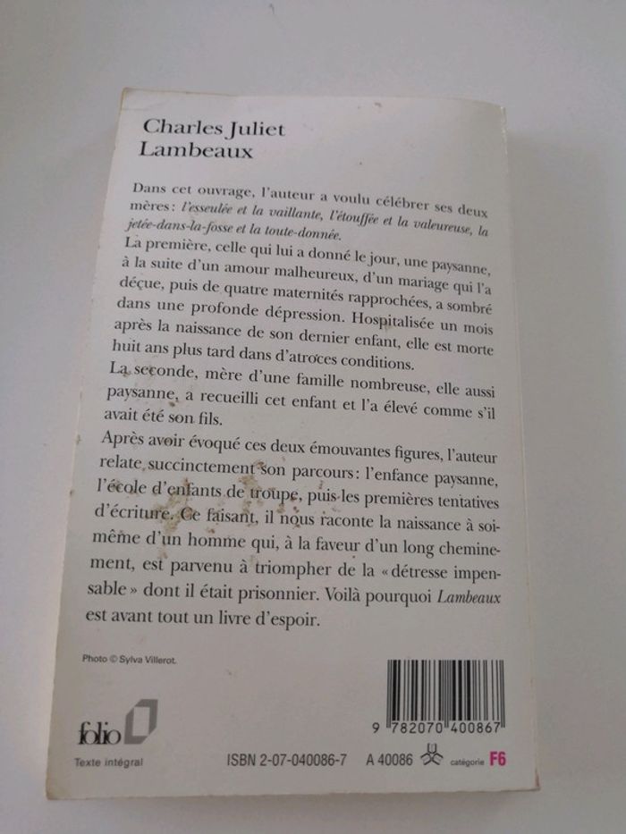 Livre Lambeaux de Charles Juliet - photo numéro 2