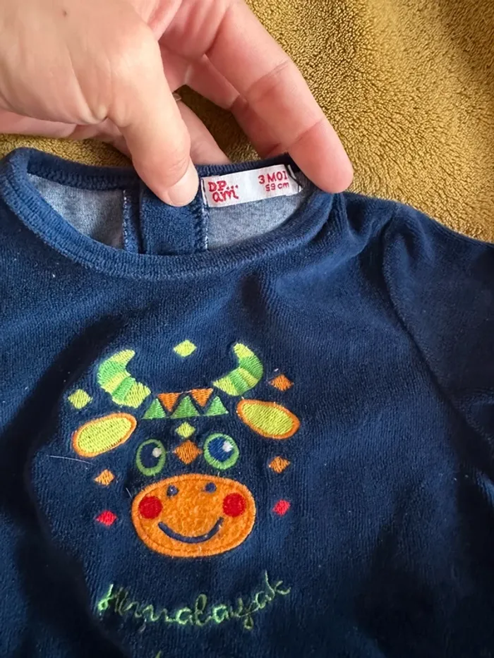 Pyjamas velours dpam / du pareil au même  3 mois très coloré, - photo numéro 2