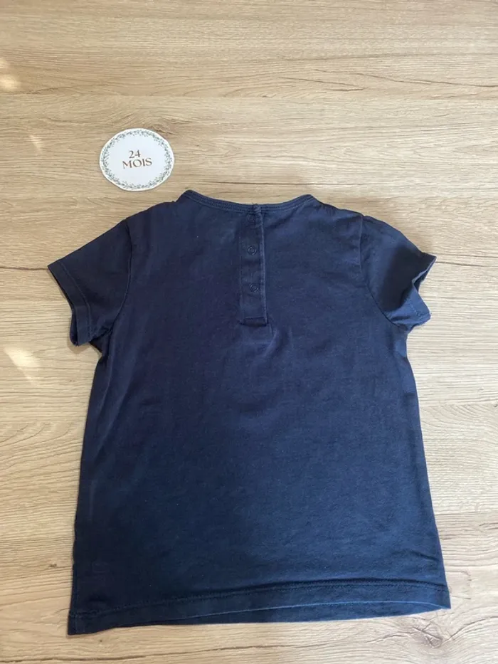 Tee-shirt manche courte bleu marine motif encre garçon 2 ans Kiabi - photo numéro 3