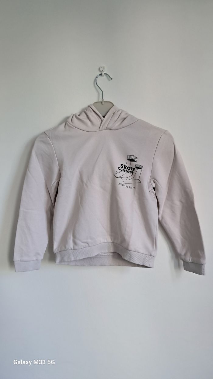 Kiabi Sweat Capuche Enfant 6A Crème Skate Contest