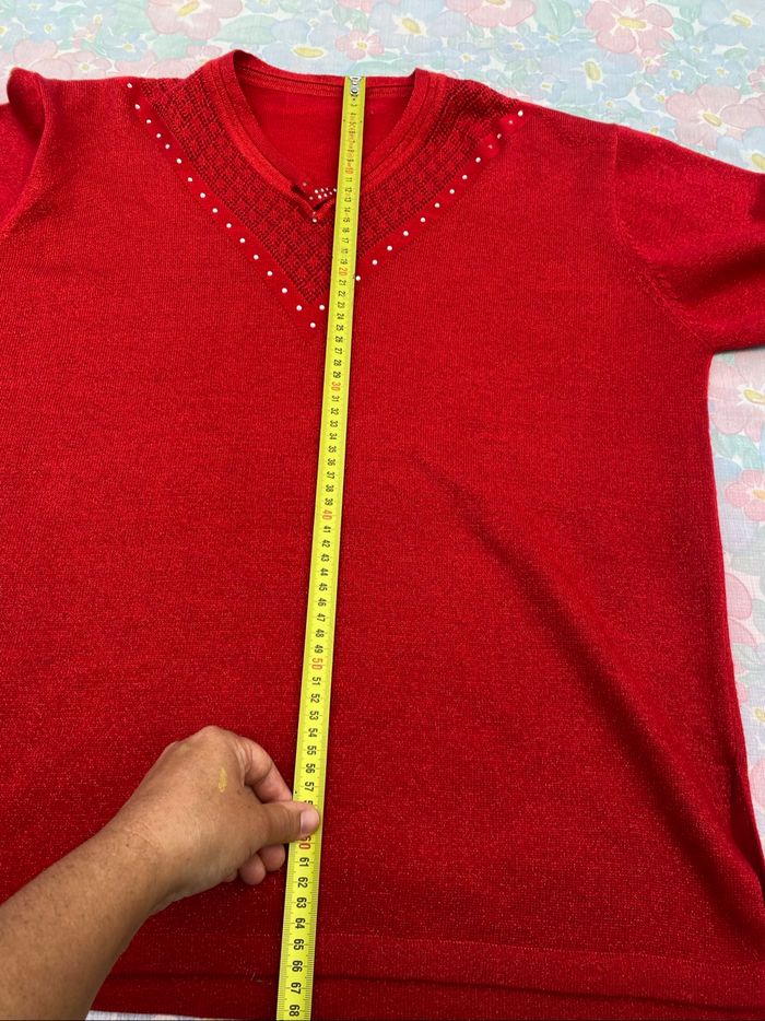 Très beau pull rouge 46-48 - photo numéro 6