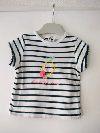 (a) t-shirt rayé marin Mes petits cailloux 12m
