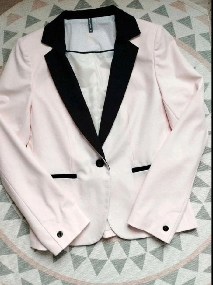 Veste blazer Rose poudré Noir - Naf Naf Vintage - 40 = 36 actuel - Comme Neuve - photo numéro 7
