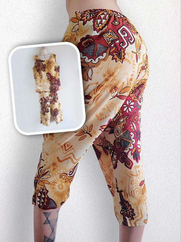 Pantacourt Africain crème bordeaux vintage 🇨🇵 42/XL à 44/XXL