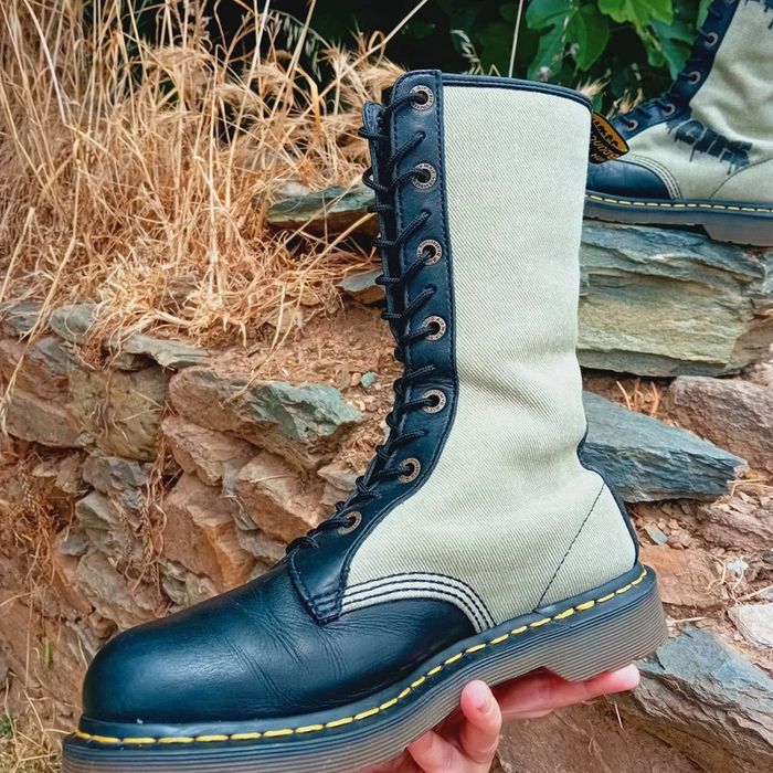 Dr. Martens cuir et toile beige modèle rare 42 - photo numéro 4