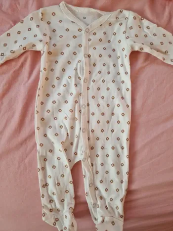 Pijama 1 pièce mixte Zeeman blanc géométrique 62 cm