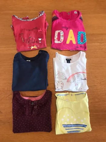 Lot 6 t-shirt manches longues 2 ans