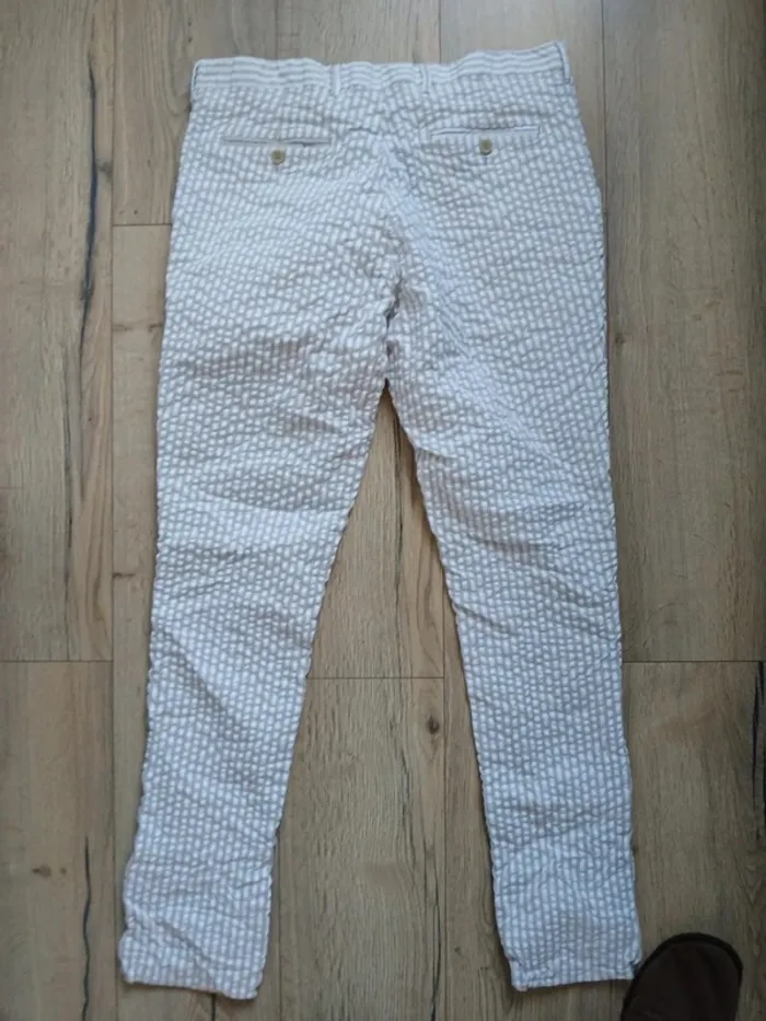 Pantalon léger uomo beige rayé blanc 42 - photo numéro 4