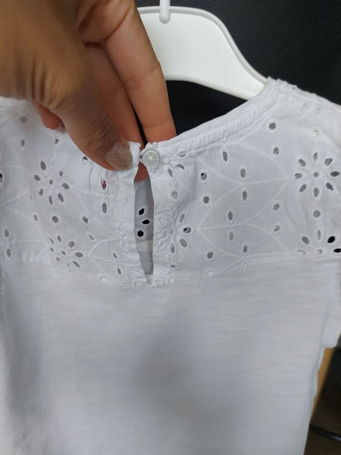 Tee-shirt avec broderie anglaise blanc Vertbaudet - photo numéro 9
