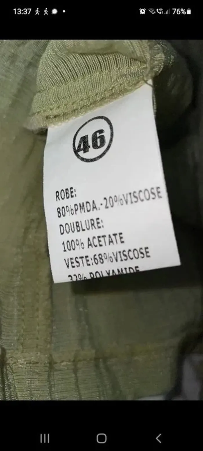 🫒 Ensemble robe + veste 46 vert anis - photo numéro 8