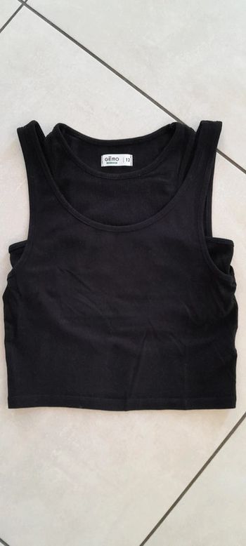 Débardeur effet 2 en 1 avec brassière intégrée fille noir