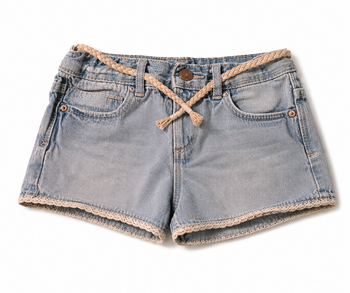  Short en jean avec ceinture tressée et revers en dentelle blanche. 3 ans / 36 mois. Zara Baby. 